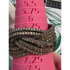 Yik Fung Crystal Suede Wrap Bracelet – Gray With Yellow Goldish