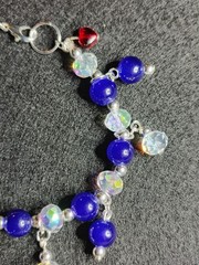 Blue Glass Beaded Charm Bracelet Bohemian Dangle Lobster Closure