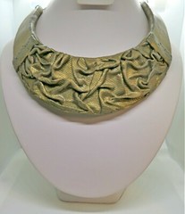Collar Bib Faux Leather Statement Necklace Polymer Clay Unique gift for Her