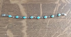 Vintage Sterling Turquoise Bracelet 7 inches Signed TO-SO Mexico 20 GRAMS