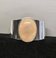 Vintage DTR Jay King Sterling Silver Rose Quartz Cuff Bracelet 55.4 Grams