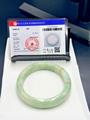 Certified Grade A Jadeite Jade Round Bangle Light Green Orange 58.4 mm #000893