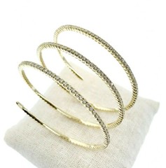5.42 Carats Cleopatra Round Diamond Eternity 4 Row Slip On Soft Bangle Bracelet