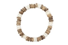 Coconut Shell Bracelet -7″, Light Brown & Beige Coconut (Thick), Hawaiian Surfer