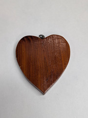 Wooden Heart Pendant Necklace Rustic Primitive Folk Art Boho Natural Vintage