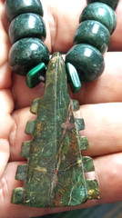 Aztec serpentine stone MACUAHUITL handmade and adjustable necklace.