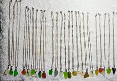 Lot of (24) Hawaiian Sea Glass Pendants with Necklaces