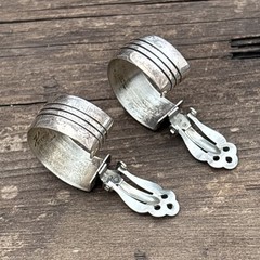 Happy Piasso Navajo Sterling Silver Clip On Hoop Earrings Native 925