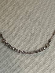 36. 14/20 G.F.,925 Sterling Silver Lab Diamond Curved Bar Statement Necklace 18″