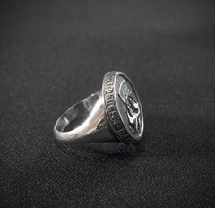 Handmade Viking Ship Ring – Norse Silver Signet with Latin Inscription