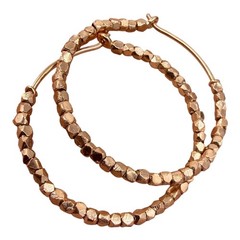 Pyrite Circle Hoop Earrings 925 Sterling Silver Rose Gold Plated 1 Inch