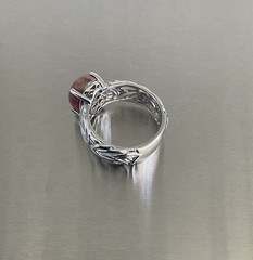 Norwegian Pink Thulite Solitaire Ring 925 Sterling Silver 6.5 Carats Size 10