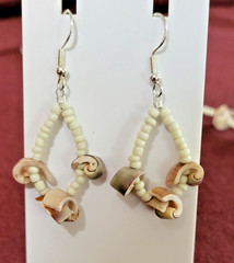 Handmade Natural Spiral Cut Shell Necklace Earring Set 925 Silver Boho
