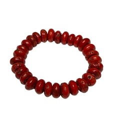 Oxblood Red Coral Stretch Bracelet Italian Rondelle Beads Handmade Jewelry