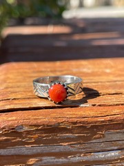 Coral Ring | 925 Sterling Silver | Size 6.5 B923