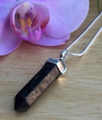 Shungite Pendant DT Point Shungite Double Terminated Pendant With Chain Karelia