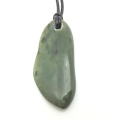 Siberian Jade Pebble Pendant Green Nephrite Jade Stone Necklace Russia #87