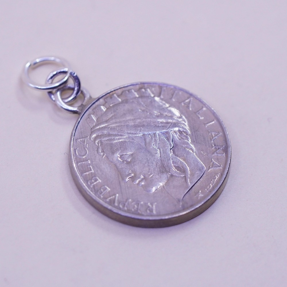 Vintage italian repvbblica coin charm pendant