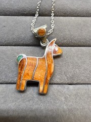 Peruvian Artistry Multi Gemstone Orange Llama Pendant With Sterling Silver 18 In
