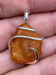 16.10ct Amber Baltic Russia Tumbled in Forged Sterling Silver Pendant Total Wt