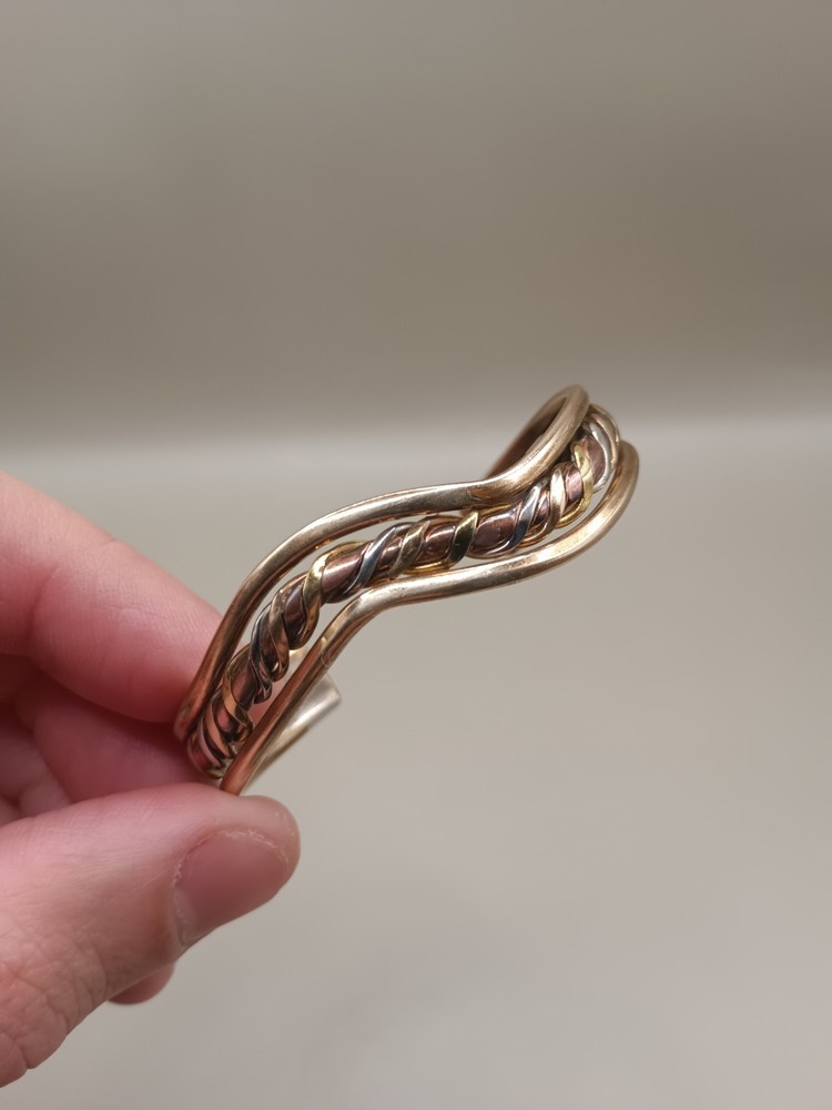 Sergio Lub Carnival Twisted Copper Brass Wavy Cuff Bracelet 6.1″