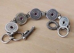 Handmade 925 Sterling African Amethyst Cabochon Bracelet 32.6g Toggle Adjustable