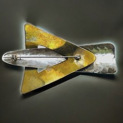 Modernist Brass Silver Brooch Abstract Artisan Space Atomic 1970-1980s