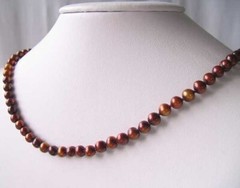 Golden Bronze 6.5mm Freshwater Pearl & 14Kgf 22 inch Necklace 9915J