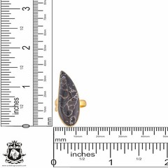 Size 8.5 – Size 10 Adjustable Turritella Agate 24K Gold Plated Ring GPR1024