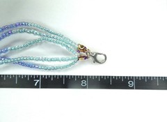 Blue Bead Bracelet Two Tone Glass Multi Strand Rhinestone Adjustable Handmade