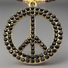 New Peace Sign Pendant Necklace Handcrafted Gold Hippie 60s Peace Love Handmade