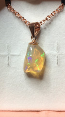 #94- 3.60ct Genuine Freeform Ethiopian Welo Opal a Rose Gold Plated Chain