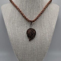 Corded Black and brown glass pendant handmade