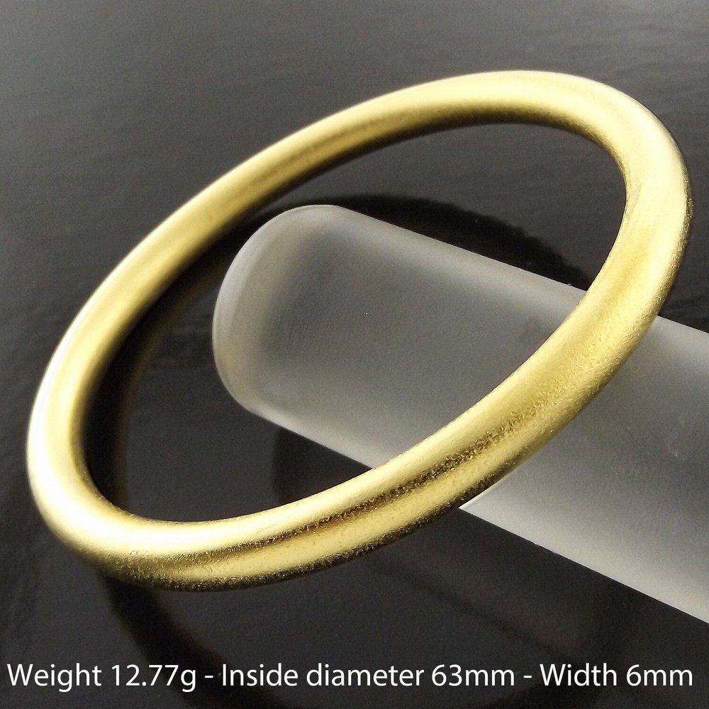 Bracelet Real 18k Yellow Gold Filled Solid Ladies Matt Finish Cuff Bangle 63mm