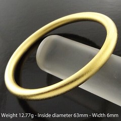 Bracelet Real 18k Yellow Gold Filled Solid Ladies Matt Finish Cuff Bangle 63mm