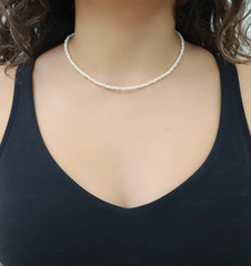 Dainty Freshwater Pearl Choker, White Pearls, Tiny Pearls, Genuine Pearls