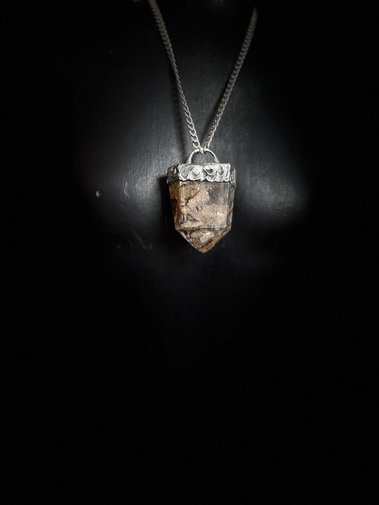 Garden Quartz Lodolite Crystal Necklace Pendant Statement Jewelry Chunky Necklac
