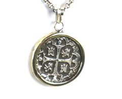 Heavy 1.5″ Urca de Lima SPAIN COLONIAL COIN solid STERLING SILVER Pendant 37mm