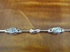 Light Blue Oval Stones with Twist Links Sterling Silver 925 Bracelet