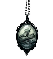 Bearded Dragon Lime Aqua Blue Purple/Violet Glow in the Dark Necklace
