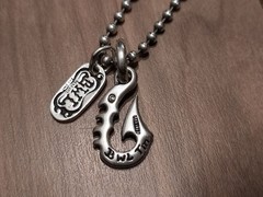 BWL Bill Wall Leather Fish Hook Pendant x BWL Tag Charm S925 Ball Chain Necklace