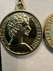 NEW IN BOX GOLD TONE DANGLING COIN EARRINGS