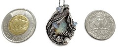 Rough Ethiopian Welo Opal Necklace with Rainbow Moonstone, Sterling Silver Wrap