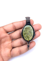 Henna Jasper Copper Wire Wrapped Pendant, Handmade Copper oxidized pendant, gift