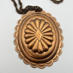 Vintage Solid Copper Concho Necklace Southwestern 30″ Artisan Healing