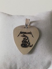 .925 Solid Silver Metallica Men’s Guitar Pick Metal Rock Band Biker Pendant New.
