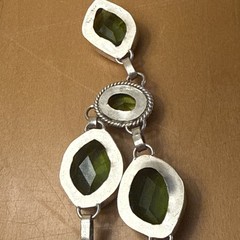 925 Sterling Silver Peridot Green Gemstone Handmade Jewelry Necklace 6 Stone