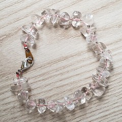 Hand- Made GENUINE * ROCK CRYSTAL STONE * BRACELET 6.5″ Long ,8-9MM – USA