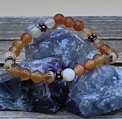 Carnelian, Citrine and Copper Beaded Bracelet