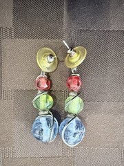 Handmade Wire Wrapped Glass Bead Drop Earrings – 15/8″P